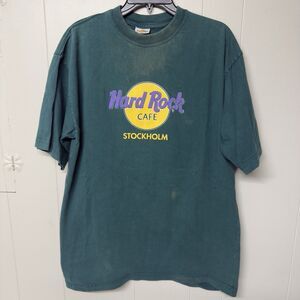 Hard Rock Cafe Stockholm Short Sleeve T Shirt Official Tag Green Men XL Read*